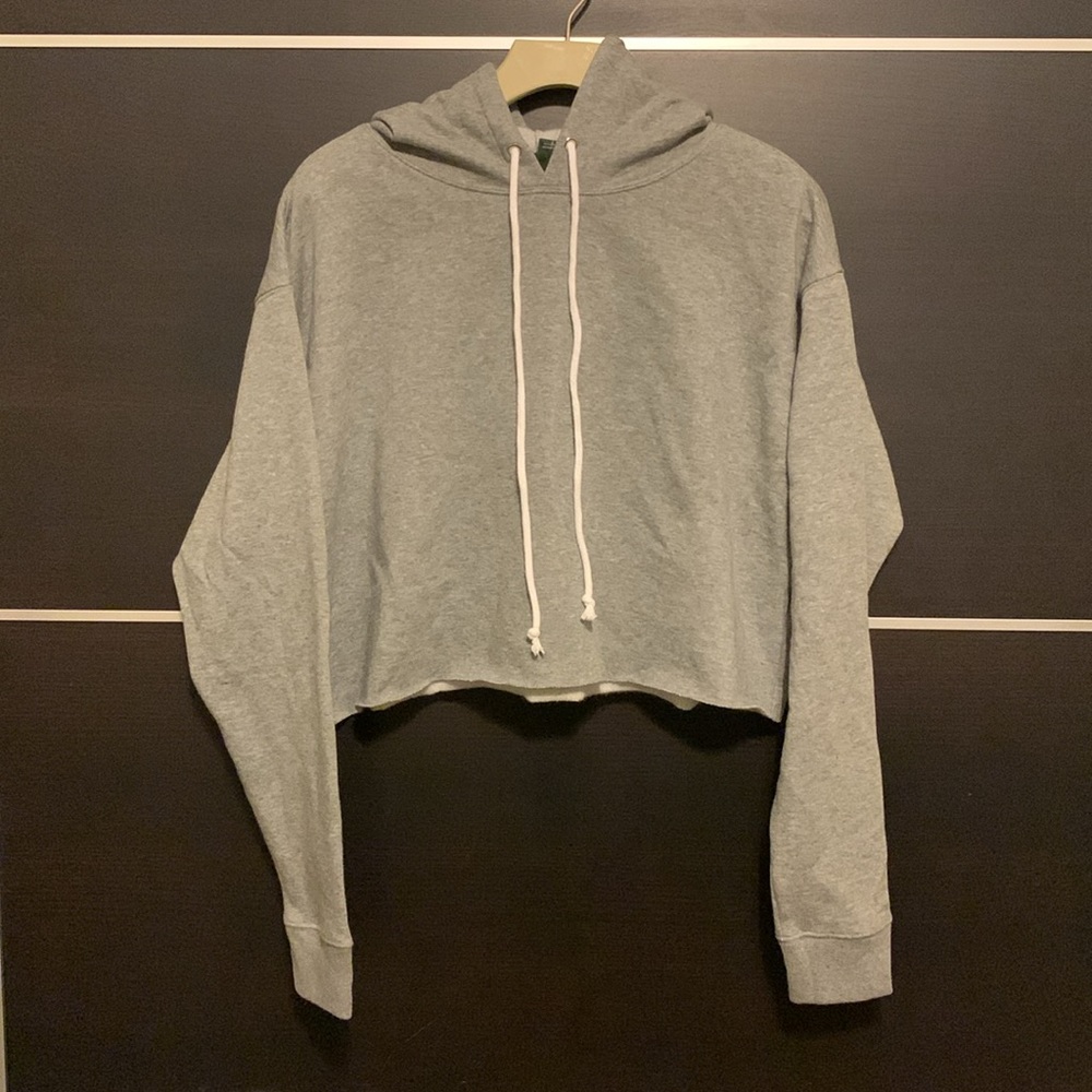 Wild Fable Women's Gray Cropped Sweatshirt Hoodie - Picture 3 of 12
